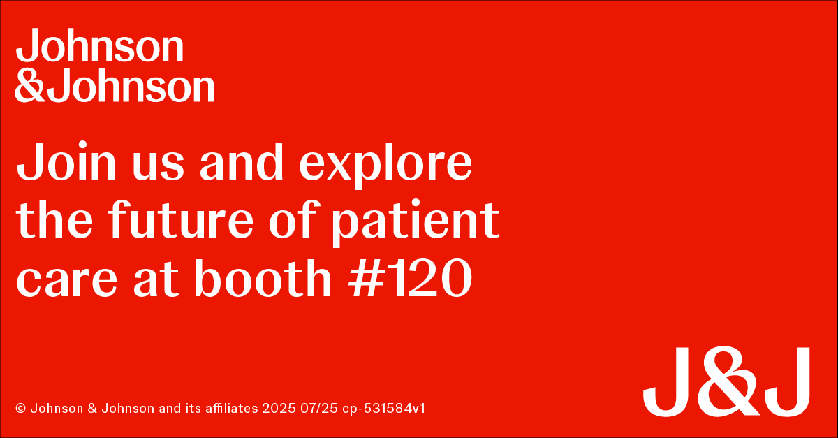 Johnson & Johnson invites to explore patient care at booth #120.